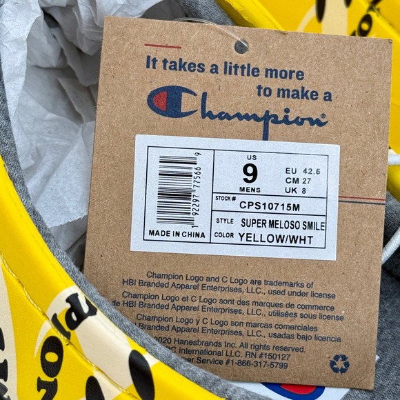 Champion Super Meloso Smiley Clogs Mens Size 9 Yellow Slides Sandals Comfy NEW - Picture 3 of 9